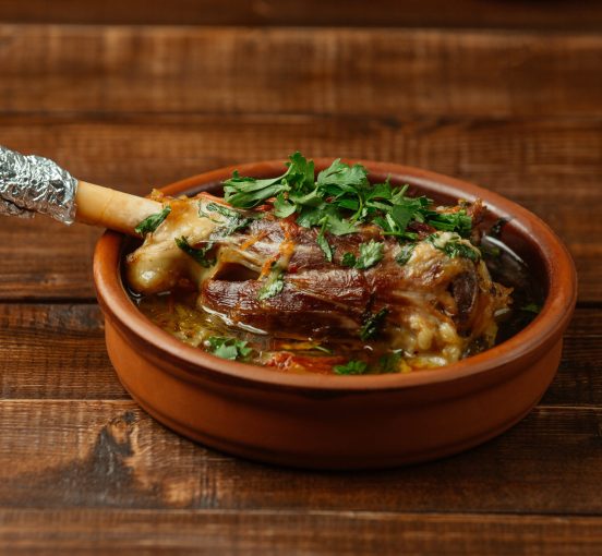 lamb bone sauteed bone broth with herbs tomato sauce